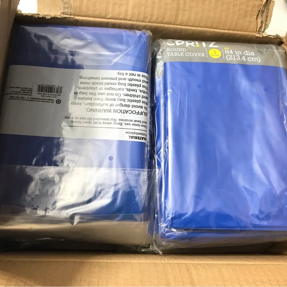Lot Of 24 Spritz Round Table Cover Blue size 84 In dia (213.4 cm) Disposable New